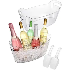 7L Ice Buckets for Parties, 2-Pack Clear  Champagne Bucket, Large Beverage Tub with Scoop, Portable Cooler Barrel for , ,  Drinks, Mimosa Bar Supplies