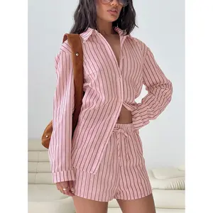 Chloe Set Pink / Brown Stripe