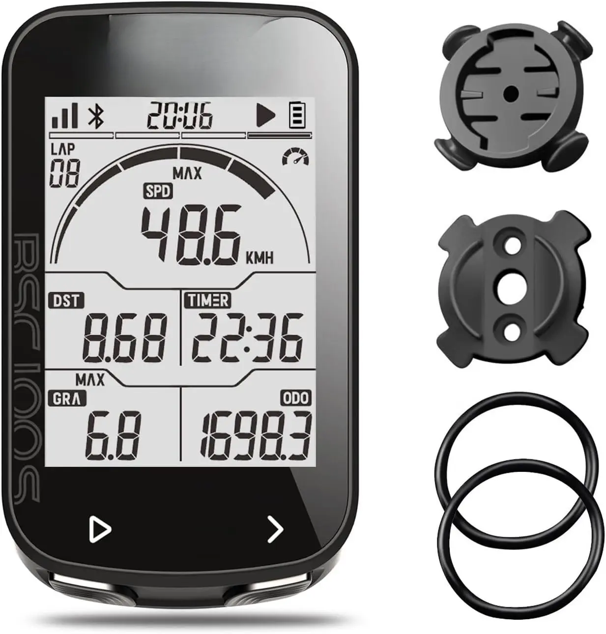 BSC100S GPS  Computer , 2.6'' LCD Display 40H Rechargeable  Cycling Computer  ANT+