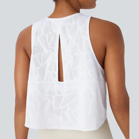 Halara Round Neck Cut Out Cropped Yoga Tank Top