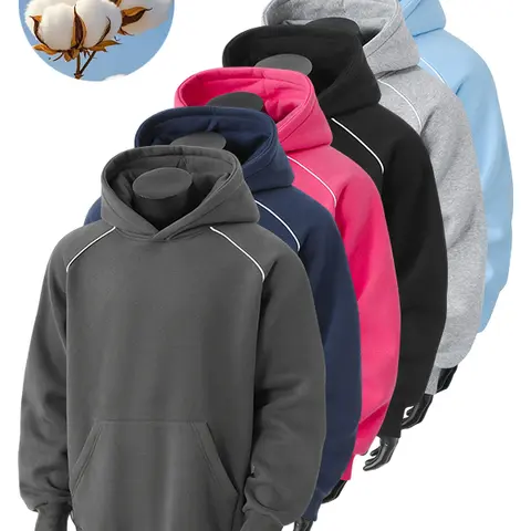 Men’s Cotton-Blend Hooded Pullover Sweatshirt - Menswear Long-Sleeve Regular-Fit Plain Top, Soft, Breathable, Durable, All-Season, Machine-Washable, Casual Urban Streetwear with Soccer Vibe, Ideal Birthday Gift