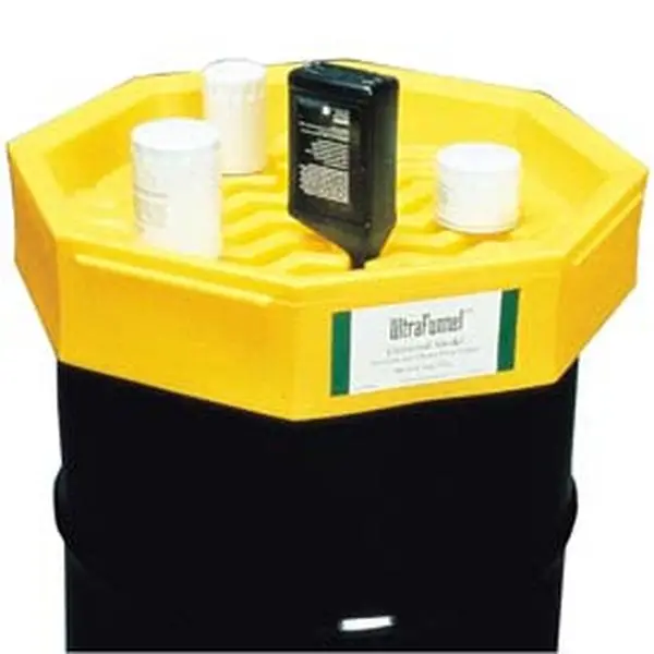 UltraTech International B721377 Plastic Ultra-Universal Funnel with Spouted Tip Pouring Aid, 25" Diameter, Closed or Open Head, Fits 55 & 30 Gal Drums, All Seasons, For Drum Tops Cleaning, Eliminates Overspills