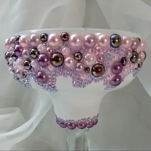 Hand Design Drinkware with Faux Pearls and Rhinestones - Unique and Aesthetic