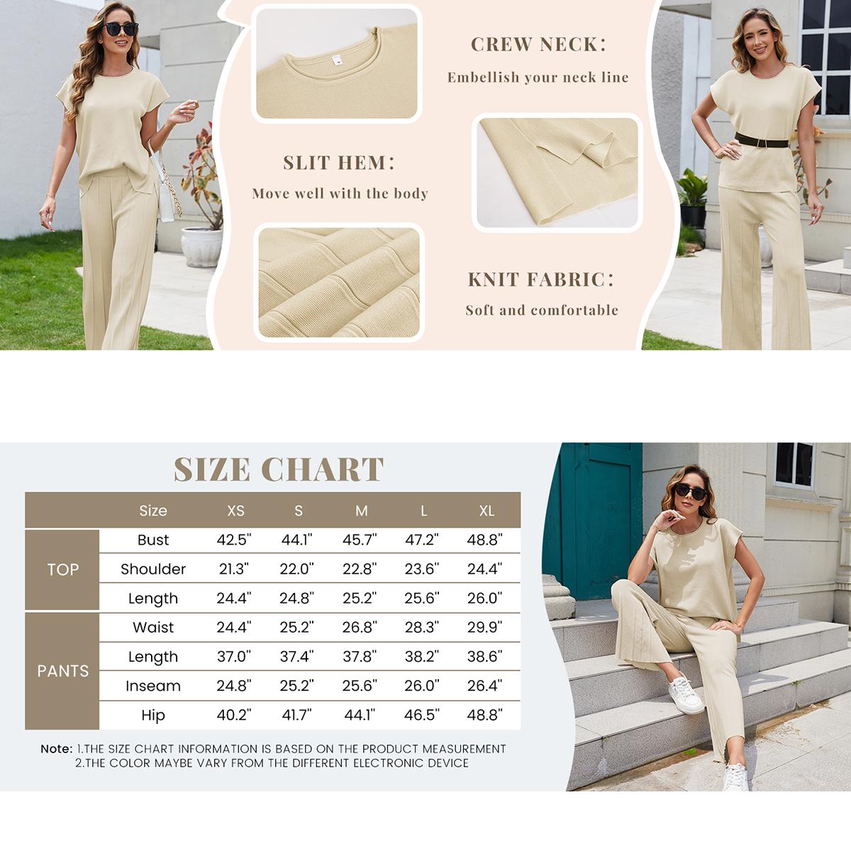 Kingapril Women's 2 Piece Outfits Sweater Set Knit Pullover Tops High Waisted Pants Sweatsuits Lounge Set