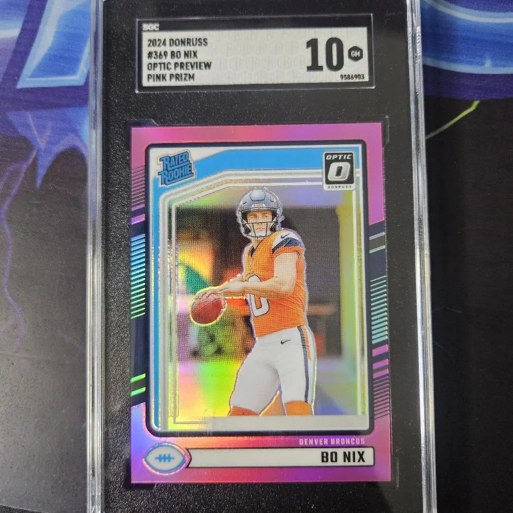 2024 Donruss Optic Preview Pink Prizm #369 Bo Nix Denver Broncos 10/10 Graded Card