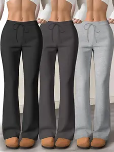 Women's Wide Leg Pants Set, Yoga Bottoms, Sports Trousers, Casual Fashion Yoga Sport Milk Silk Fabric, All Season Long Regular Fit Drawstring Waist, Casual Sporty Trousers