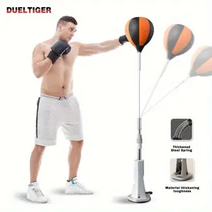 Adjustable Boxing Reflex Ball with Suction Cup Base – Height Adjustable Punching Bag Trainer for Home Gym and Fitness | Durable Steel Spring, Fast Rebound