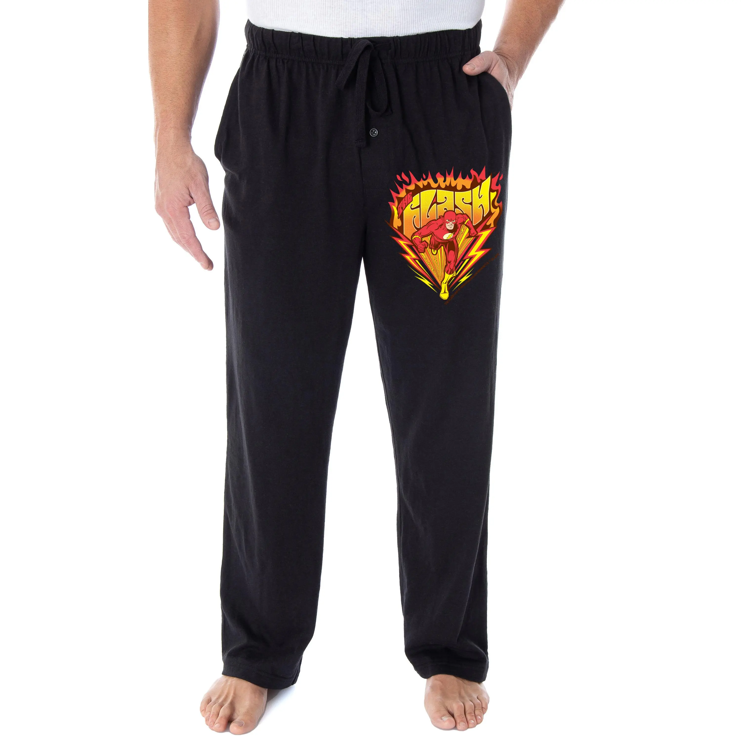 Men's DC Comics The Flash Burning It Up Logo Superhero Vintage Stretch Fabric Sweatpants, Menswear Sleep & Loungewear Pajama Pants