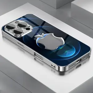 Luxury Glass Phone Case with Camera Lens Protector, Plated Metal Frame Shockproof Protective Cover for iPhone 17 16 15 14 13 12 11 Pro Max Plus