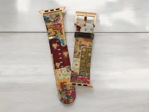 Mixed Media Print Boho Art Apple Watch Band - Fits All iWatch Series - Sizes 38mm 40mm 42mm 44mm - Women’s Vegan Leather Strap With Design