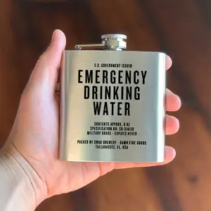 Emergency Drinking Water 6oz Flask, Stainless Steel Portable Alcohol Flask, Compact Reusable Drinking Flask, Ideal for Whiskey, Bourbon, and Spirits, Travel-Friendly Pocket Flask, Perfect Gift for Outdoor Occasions or Men