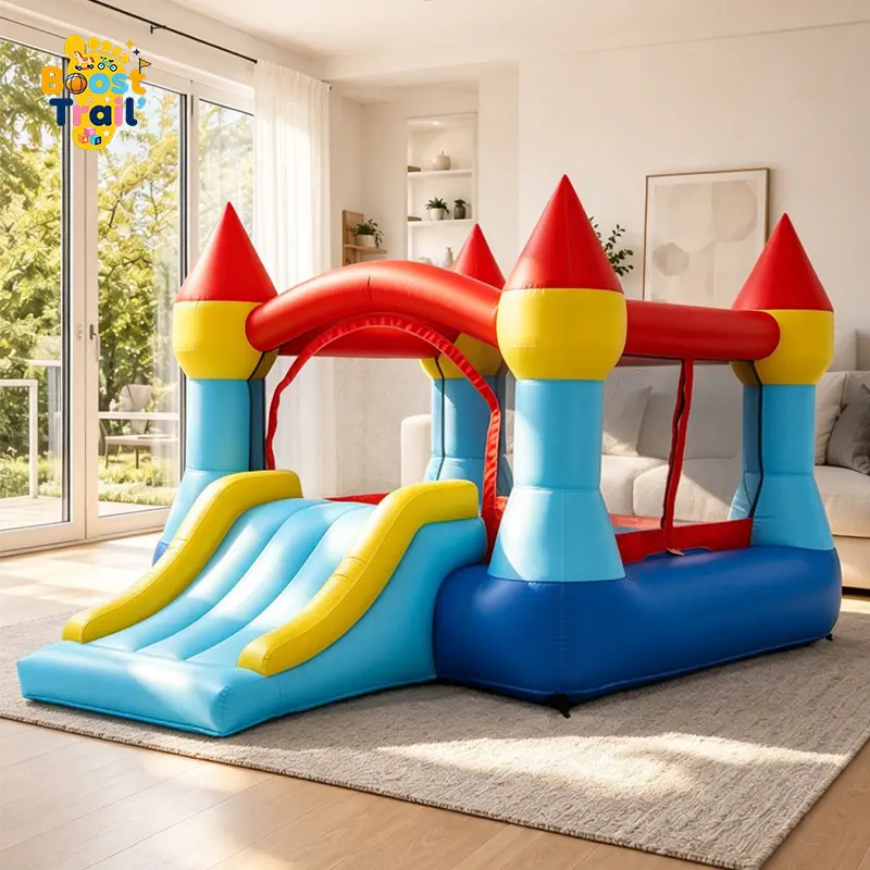 Boost Trail Unisex Inflatable Bouncy Castle with Air Blower, Slide, Extra-Thick Material, Extra Thick Mat - Backyard Outdoor Kids' Jumping Fun Playground Equipment