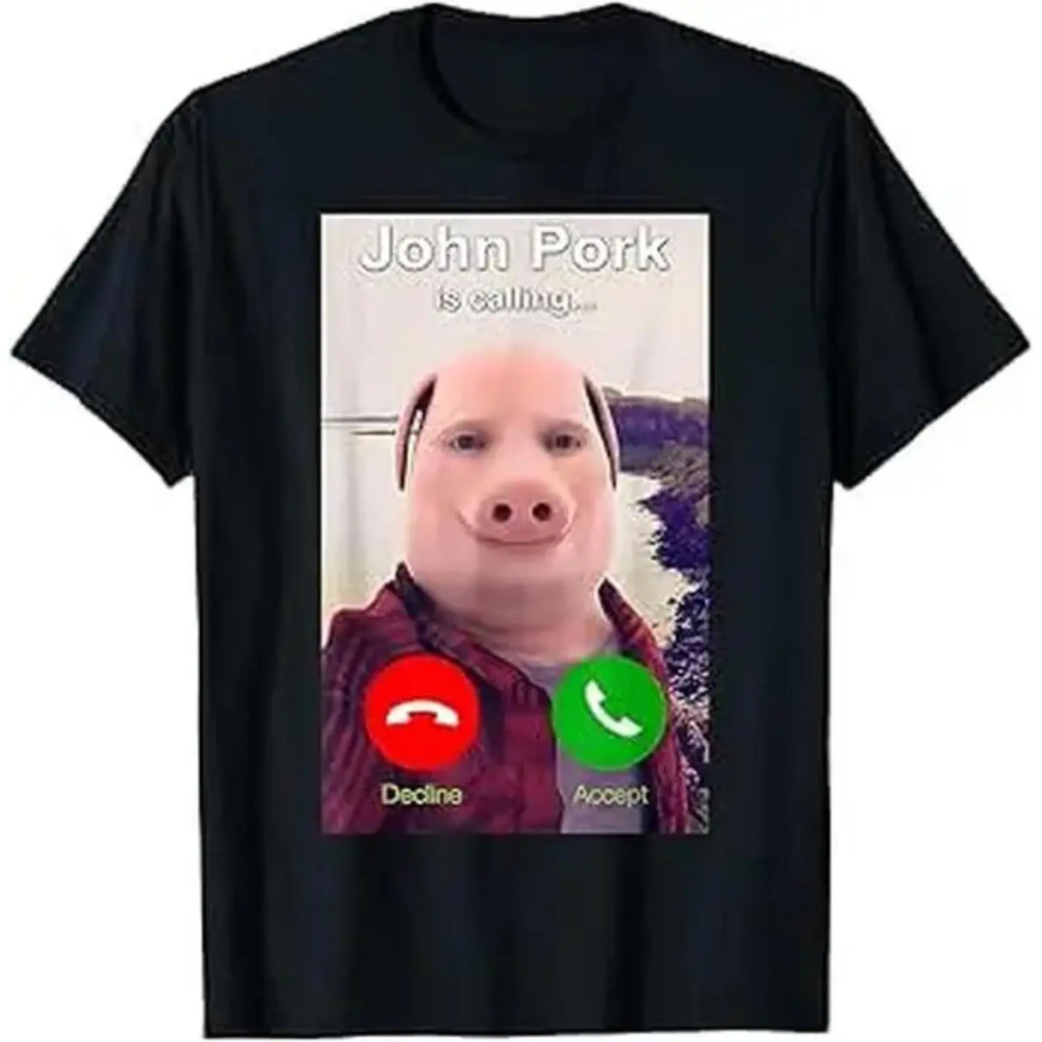 Men's Johnathan Pork is Calling Menswear Shirt, Short-Sleeve, Casual, Round Neck, Streetwear Top, Shortsleeve