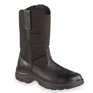 Thorogood Men's 10" Pull-On Steel Toe Wellington Work Boot, Soft Streets Series 804-6111, Leather Safety Footwear with Pull-On Convenience, Black - 10 M US, Pull-On Boot