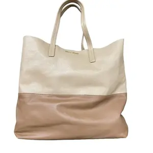 Pre-owned miumiu Miu Miu, all leather tote handbag, light coffee with light brown,