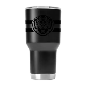 LSU 30oz Matte Black Stainless Steel Vacuum Insulated Flask - Leak-Proof, Fan Approved Kitchenware Drinkware, Portable Gloss Design Bottle for On-the-Go Use
