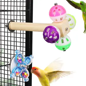 Parrot Toy Rotating Ball Windmill Set, Training Educational Bird Toys, Suitable for Tiger Parakeet Love Birds Cage Accessories