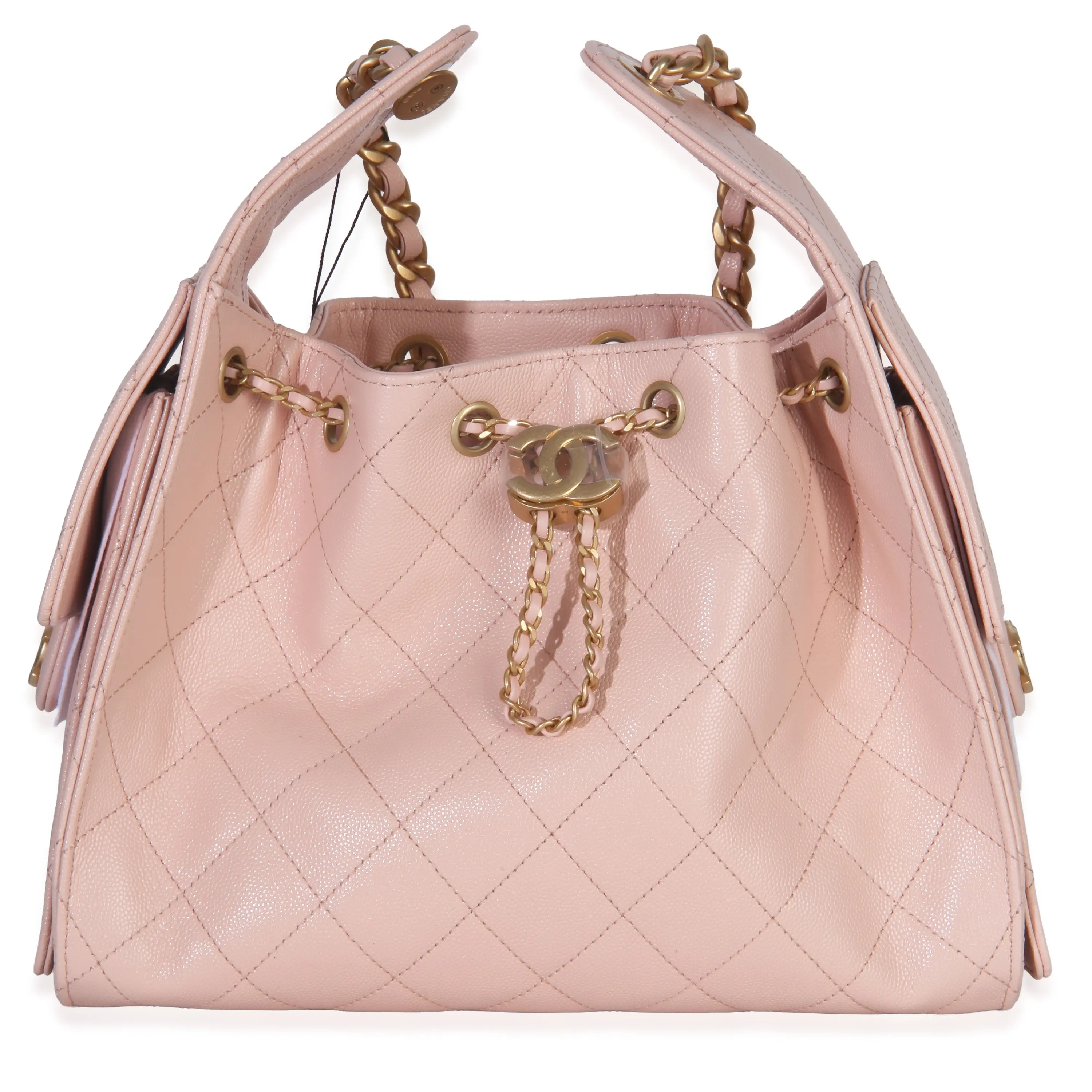 Pre-owned Leather Shoulder bags Pink Quilted Caviar Small Chanel 25 Hobo Handbag