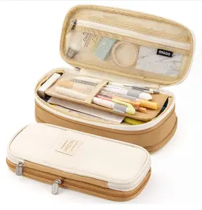 EASTHILL Big Capacity Pencil Pen Case Office College School Large Storage High Capacity Bag Pouch Holder Box Organizer Khaki- back to school
