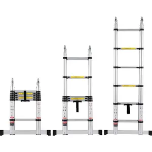 VEVOR Telescoping Ladder, 12.5FT A-Shape Aluminum Extension Ladder Lightweight, Multi-button Retraction Collapsible Ladder, 375 LBS Capacity w/ Stabilizer Bar, Multi-Purpose Ladders for RV, Camper