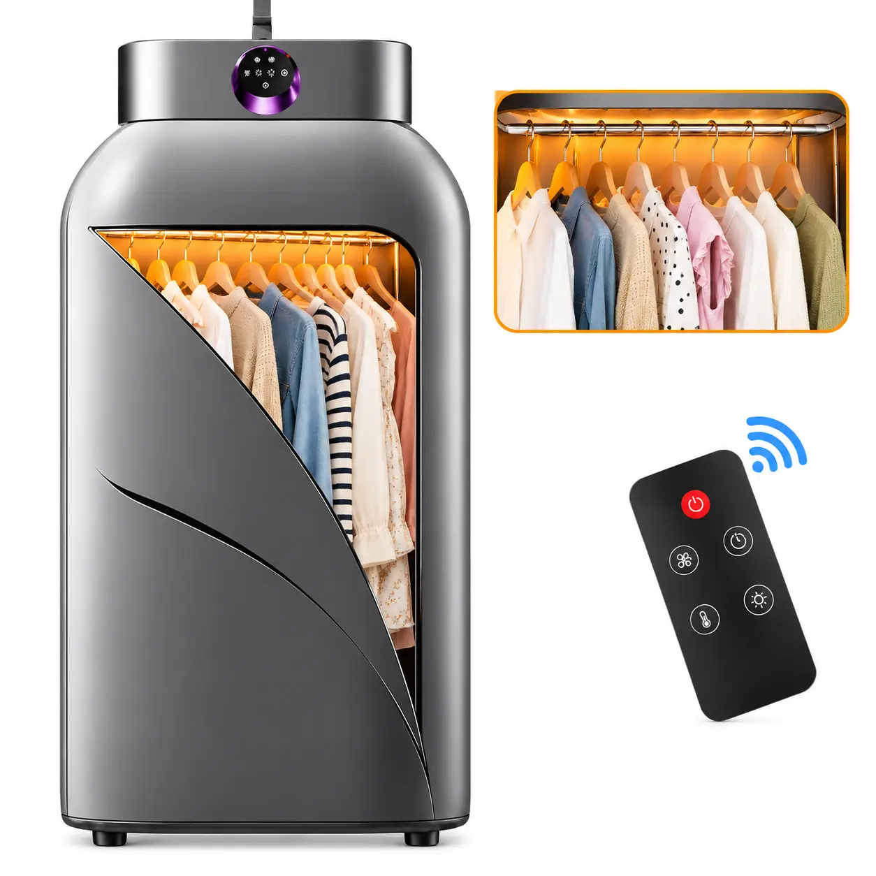 Portable Clothes Dryer 600W, Compact Foldable Drying Machine with Remote & Timer, Large Capacity for 11–20 Clothes, Ideal for Apartments, RVs, Dorms, Hotels & Travel