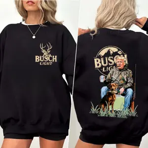 Graphic of  Hunter With Dog And Shotgun, Hunting Enthusiasts, Hunter Trump With Busch Light Beer 2 Sides Hoodies, Trump And Your Hunt Dog, Hunting Season, Cozy And Stylish Apparel, Ideal For All Seasons Underwear, Hoodie For Men and Women