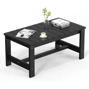【Summervibes】Ubesgoo Outdoor Coffee Table, HDPE Patio Coffee Table for Outside, 35.4*17.7in, All-Weather Rectangle Coffee Table for Deck, Garden, Balcony, Porch, Indoor & Outdoor Use