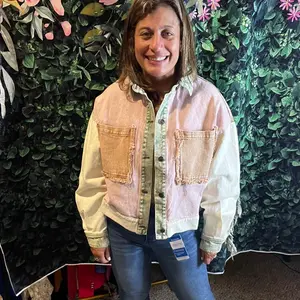 Oli and Halli jean jacket color block  STUNNING  with fringes