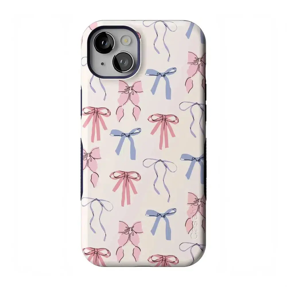 Casely iPhone 14 Case | Coquette Girlie | Pastel Bows | Bold Protective Design | Compatible with MagSafe