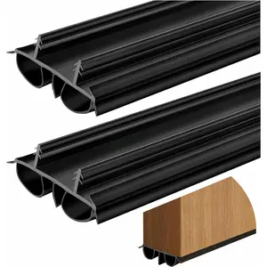 2 Pack 36 Inch Exterior Door Sweep Kerf Weather Stripping with Dual Air Tube Seal & Vinyl Fins, Under Door Bottom Seal Strip for Exterior Doors with Kerf Track, Quiet & Tight Fit