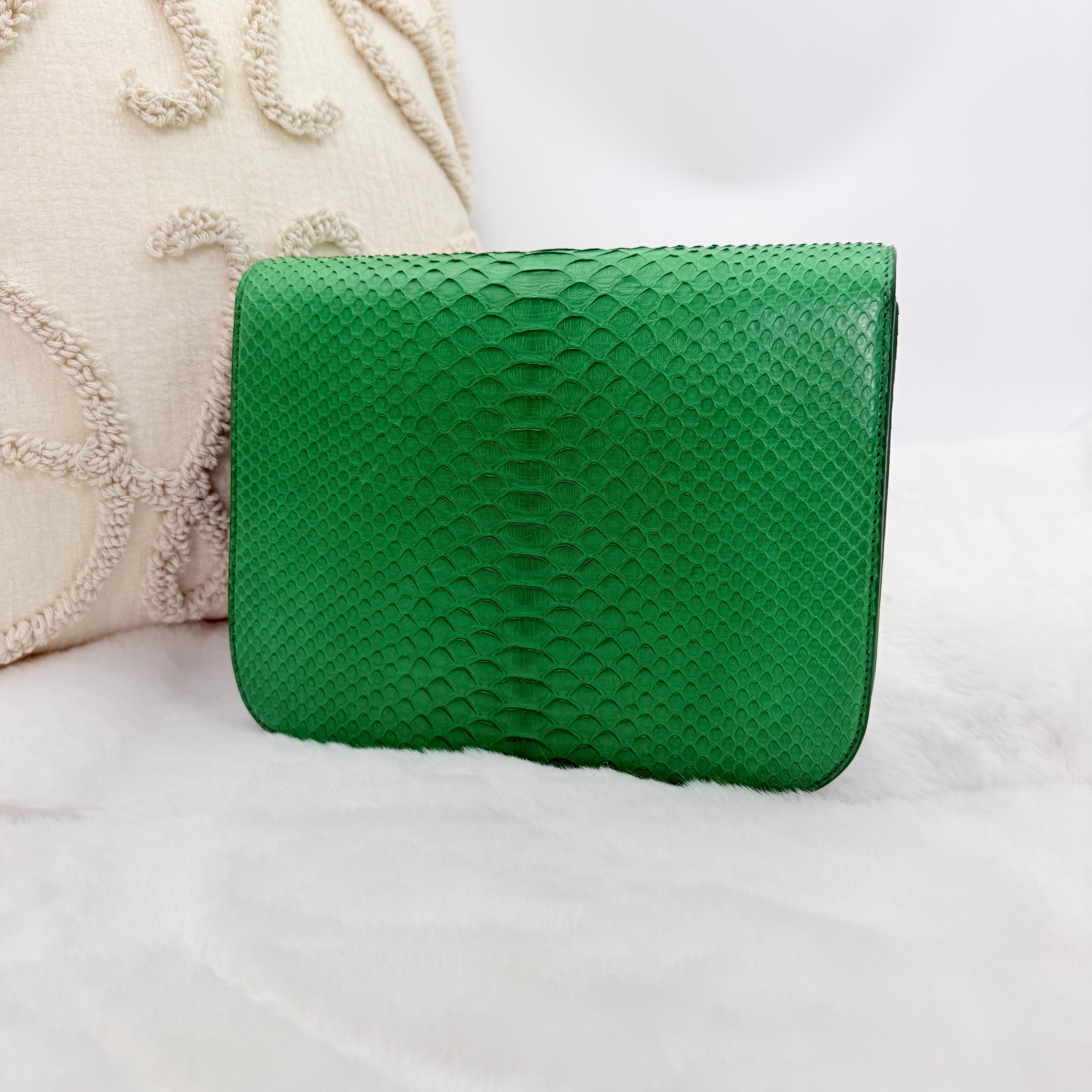 Pre-owned Celine Green Python Medium Classic Box Flap Bag | Yoogi's|18954252