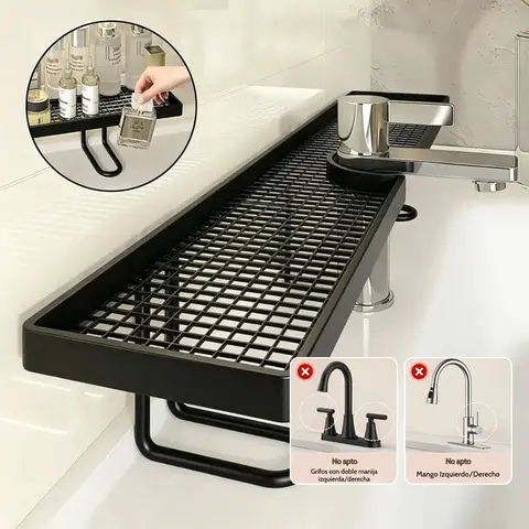 Carbon Steel Bathroom Organizer, 19.7 x 4.3 in No-Drill Vanity Counter Storage Rack, Minimalist Moisture-Proof Anti-Mold Bathroom Shelf for Skincare & Toiletries