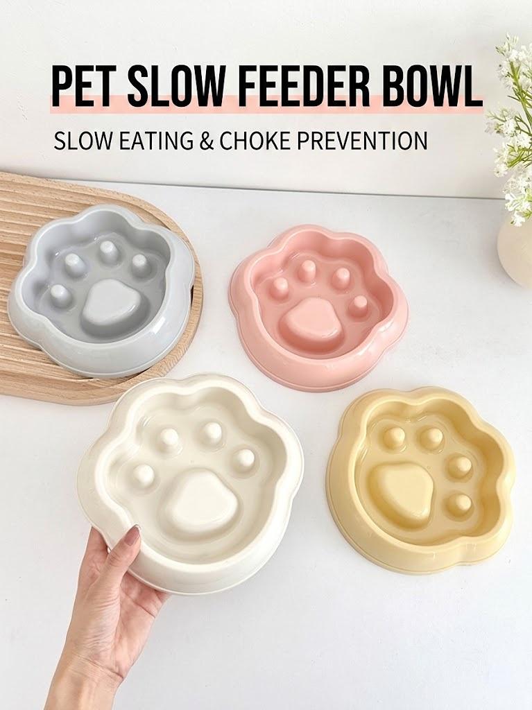 Kawaii 3D Cat Paw Slow Feeder Bowl for Dogs & Cats - Anti-Choke & Stop Vomiting Interactive Puzzle Pet Dish, Food Grade PP Slow Eating Bowl for Healthy Digestion