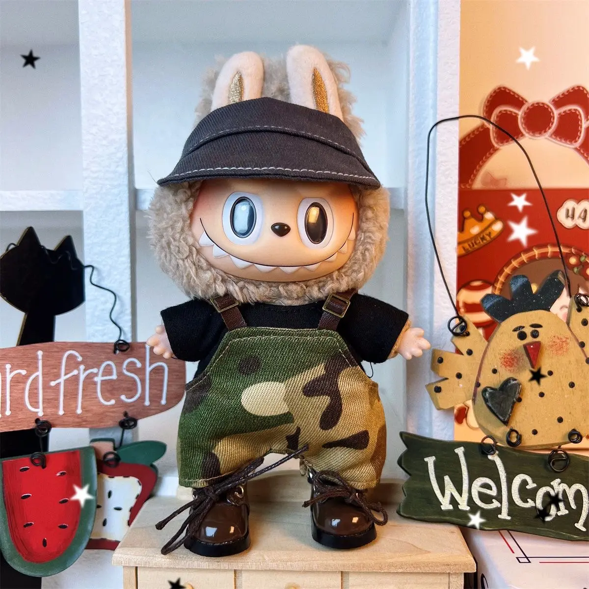 New Corduroy (Clothes Only) For Labubu Doll Clothing Set Hat 17cm Clothes Shoes Doll DIY Accessories Training Sitting Party Games Toys Gifts