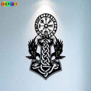 1pc Viking Knot Metal Wall Art,Viking Knot Statue Mural, Ideal Gift for New Year, Christmas, Viking Decor Enthusiasts, Rust-Resistant Metal Wall Decor Wall Sculptures, Perfect for Indoor Wall & Outdoor Fence, Viking Culture Enthusiasts