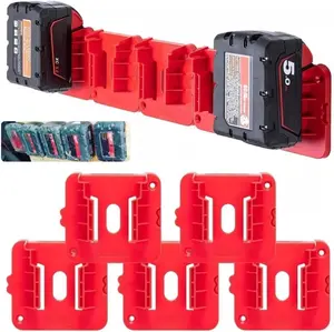 Battery Holder for Milwaukee M18 & M12, Wall Mount Battery Storage Rack, Heavy Duty ABS Plastic Battery Organizer for Garage Workshop, Work Van, Toolbox – Secure Clip-in Battery Dock for Cordless Power Tool Batteries