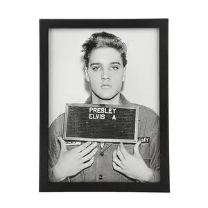 Elvis Mugshot 12" x 16" Black Frame Hanging Wall Decor