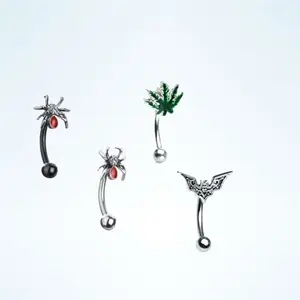 Bat curved barbell, spider 16g eyebrow ring, anti eyebrow, butterfly kiss, rook piercing banana barbell, vertical labret