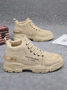 Men's Yellow Work Boots | All-Weather High-Top Boots | British Style Winter Shoes | Footwear