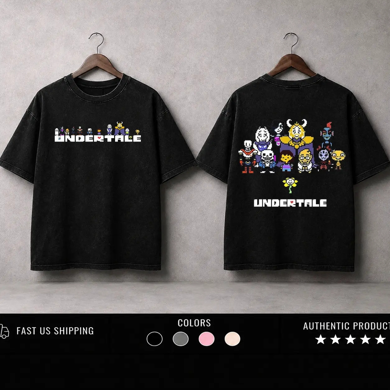 Undertale Game Graphic Tees Washed Tee Game Acid Washed Lightweight Cotton TSHIRT, Gift For Gamer Men's Regular, men gifts graphic tee