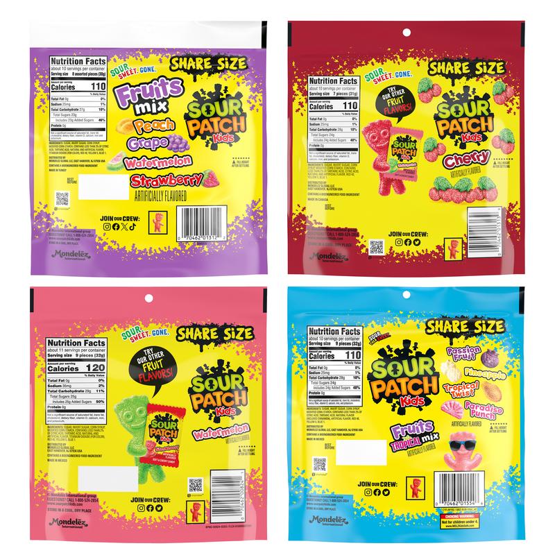 SOUR PATCH KIDS Fruits Variety Pack | Assorted Fruits Mix, Cherry, Watermelon, & Tropical Fruits Mix