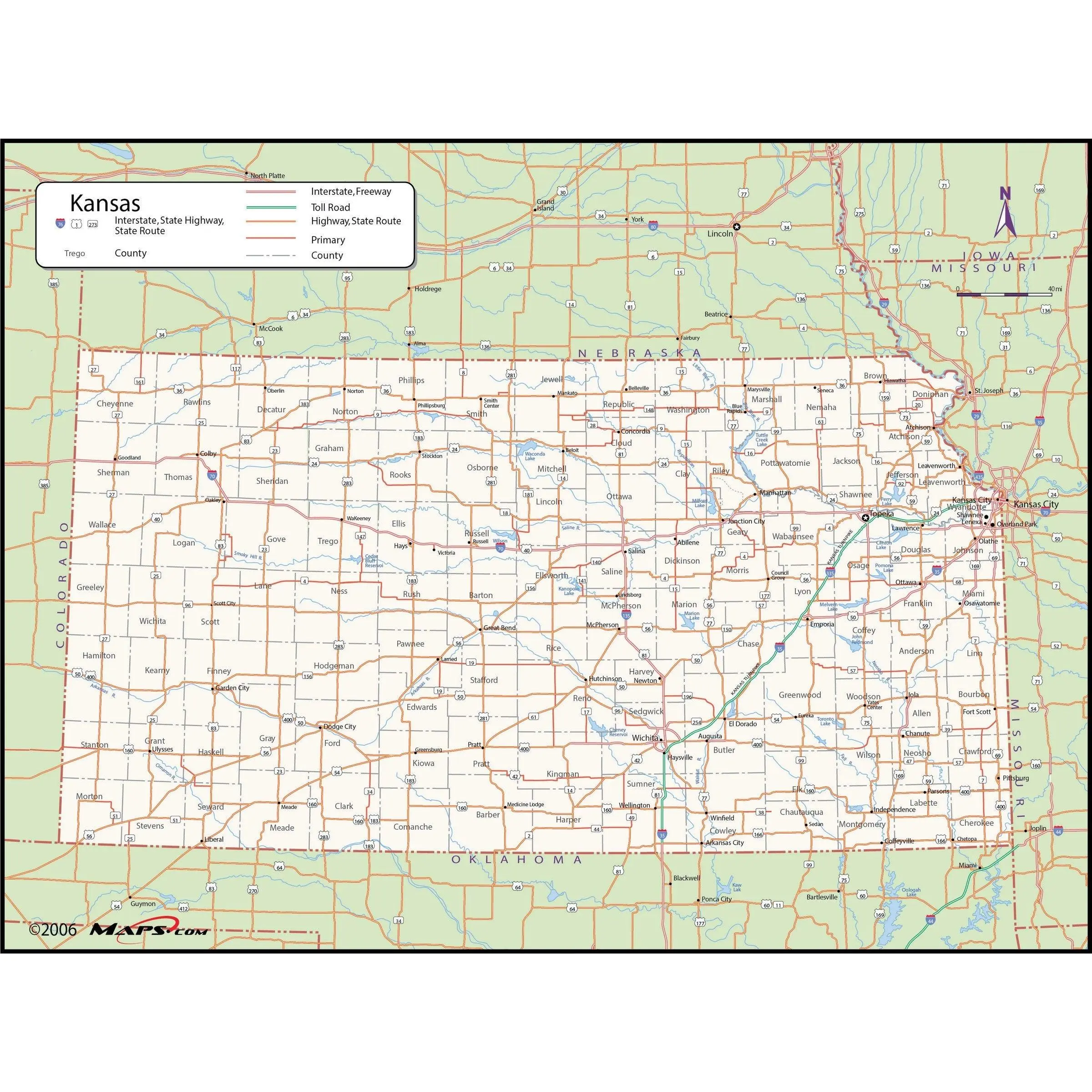 Kansas County Wall Map