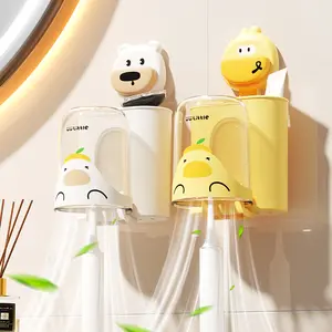 1PC Kawaii Bathroom Toothbrush Hooks Animal Cartoon Children Brush Teeth Storage Holders Punch-Free Wall Hook Toothpaste Shelves