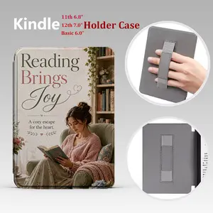 Reading Bookish Kindle Case with Holder for 6.0"/6.8"/7.0" Paperwhite,PU Leather and Soft Clear Back with Automatic Sleep/Wake Cover,E-Reader Tablet Durable  Transparent Protective Casing