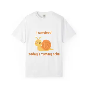 I Survived Today's Tummy Ache snail graphic T-Shirt | cute recovery humor