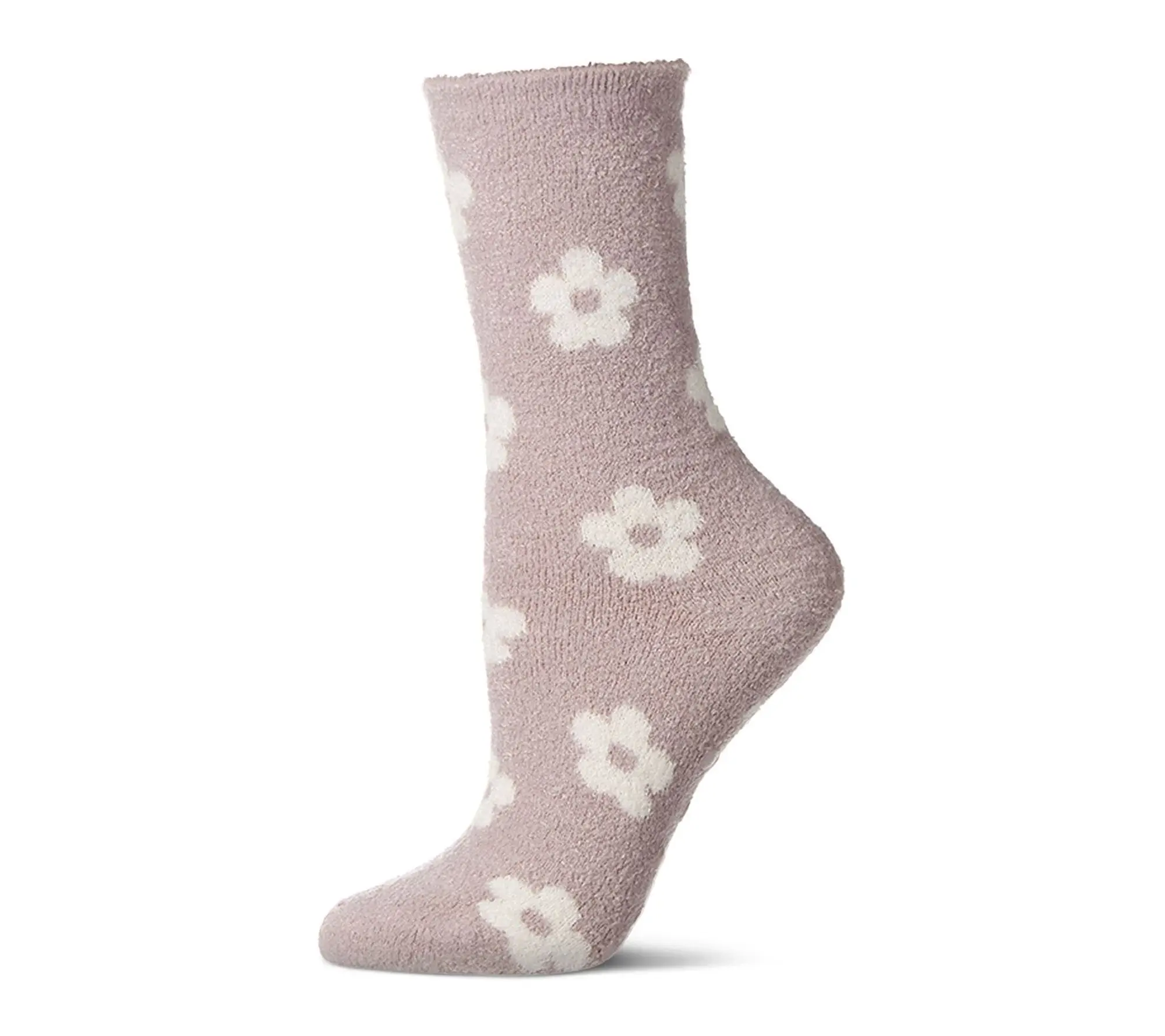 Memoi Women's "Daisies" Non-Skid Lavender Infused Crew Sock