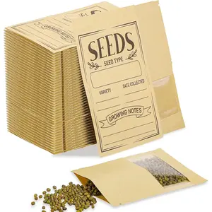120 Pcs 3.54 X 5.5 Inch Resealable Seed Storage Envelopes with Clear Window Seed Saver Bags Organizer for Flower Vegetable Seed Saving