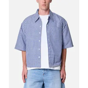 MNML Crispy Poplin Over Button Up Shirt Blue