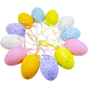 12Pcs /24Pcs Easter Eggs Decorations Hanging Ornaments Colorful for Easter Basket Tree Decor Party Favors Supplies Home