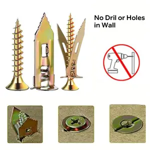 self-tapping gypsum board expansion screws(45-Pack), galvanized steel gypsum board screws, very easy to install and remove. No drilling required to secure TVs, bookshelves, cabinets, curtains, calligraphy works, etc.